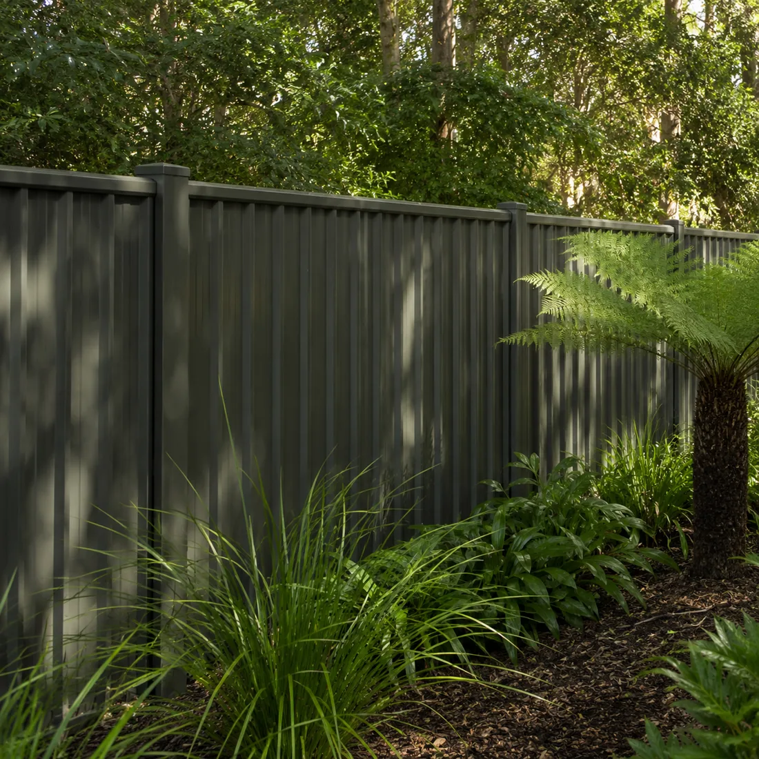 Colorbond fence in Woodland Grey, Gold Coast install