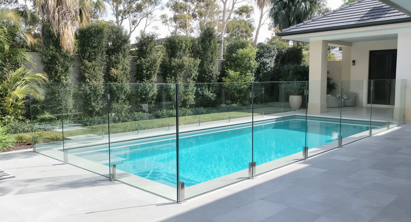 Frameless glass pool fence, Gold Coast