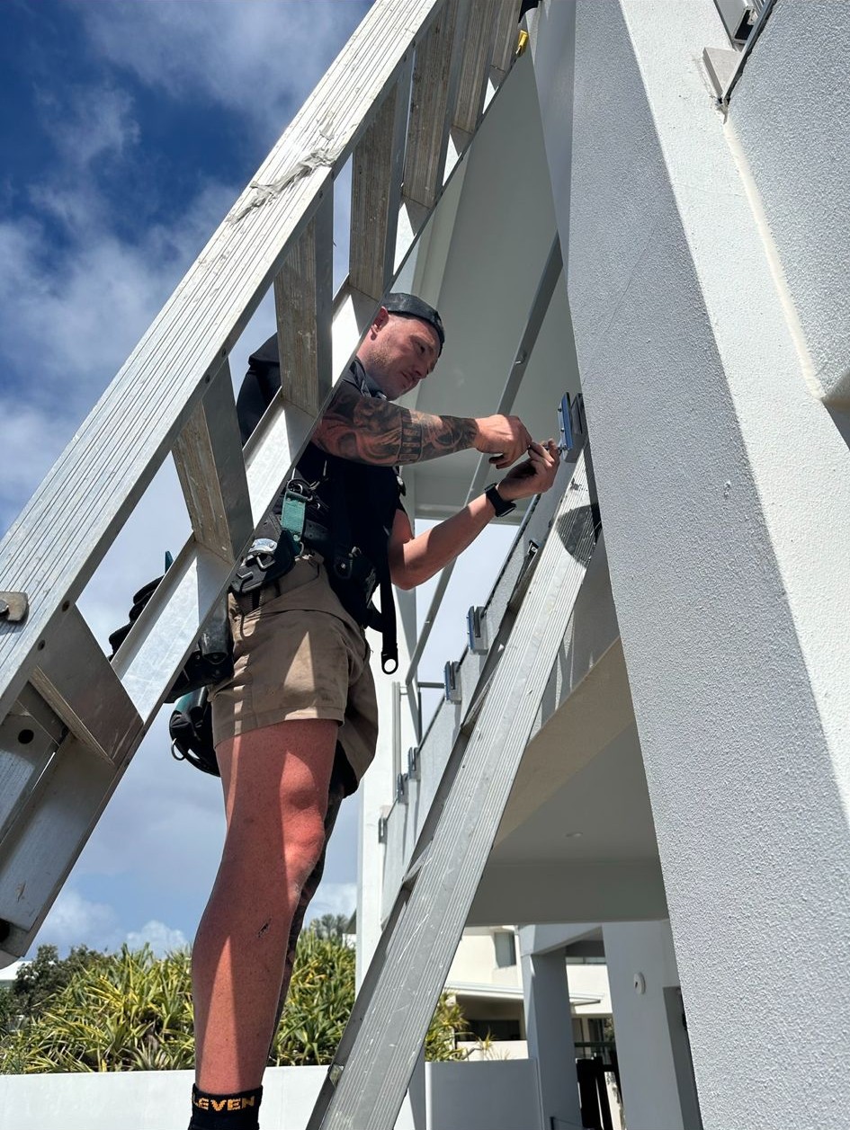 A-One Fencing crew, At height, fully harnessed